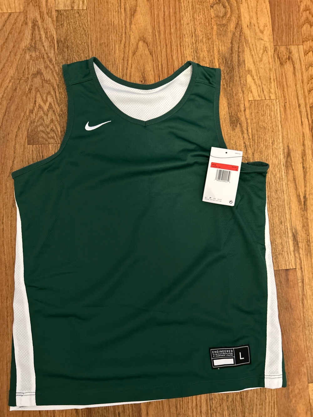 NWT Nike KIDS Dark Green Basketball Jersey with White Trim